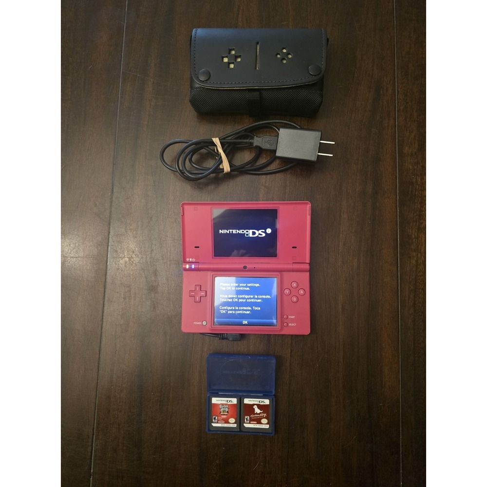 Nintendo DSi Handheld Console Bundle w/ USB Micro Charger, Case & 2 Games